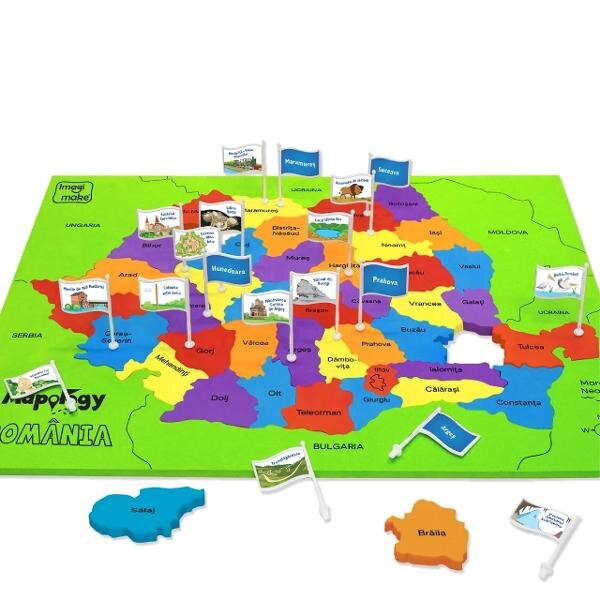 Harta Romaniei Puzzle din Spuma Eva cu Judete,